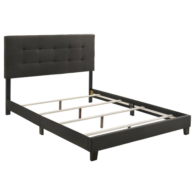 Mapes Transitional Fabric Upholstered Tufted Panel Bed - Charcoal (Queen) - Queen