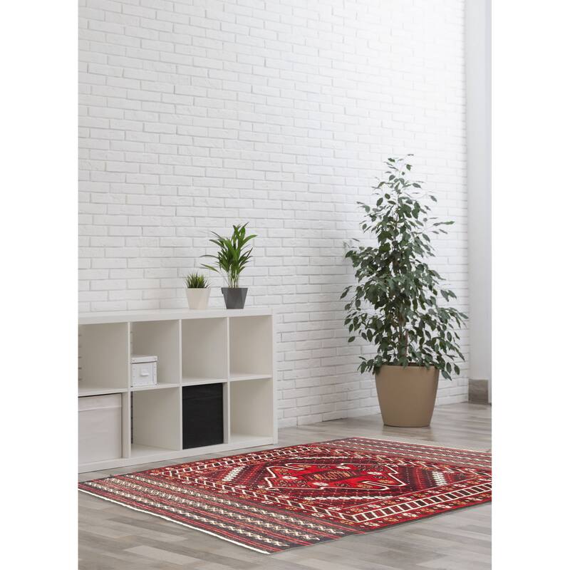 ECARPETGALLERY Hand-knotted Teimani Red Wool Rug - 3'2 x 5'1