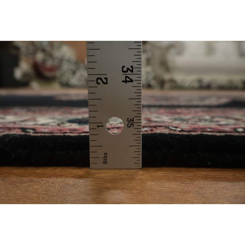 Hand Knotted Oriental 100% Wool Carpet Traditional Geometric Black Bidjar Runner Rug - 10' 2'' X 2' 5''