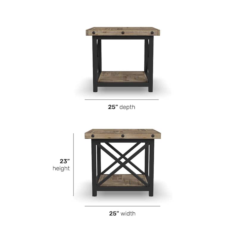 Homestyles Carpenter Brown Wood Lamp Table - 25" x 23" x 25"