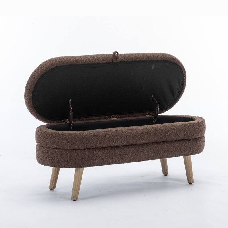 44.88" Seat Widths Soft Boucle Storage Ottoman Footrest Stool