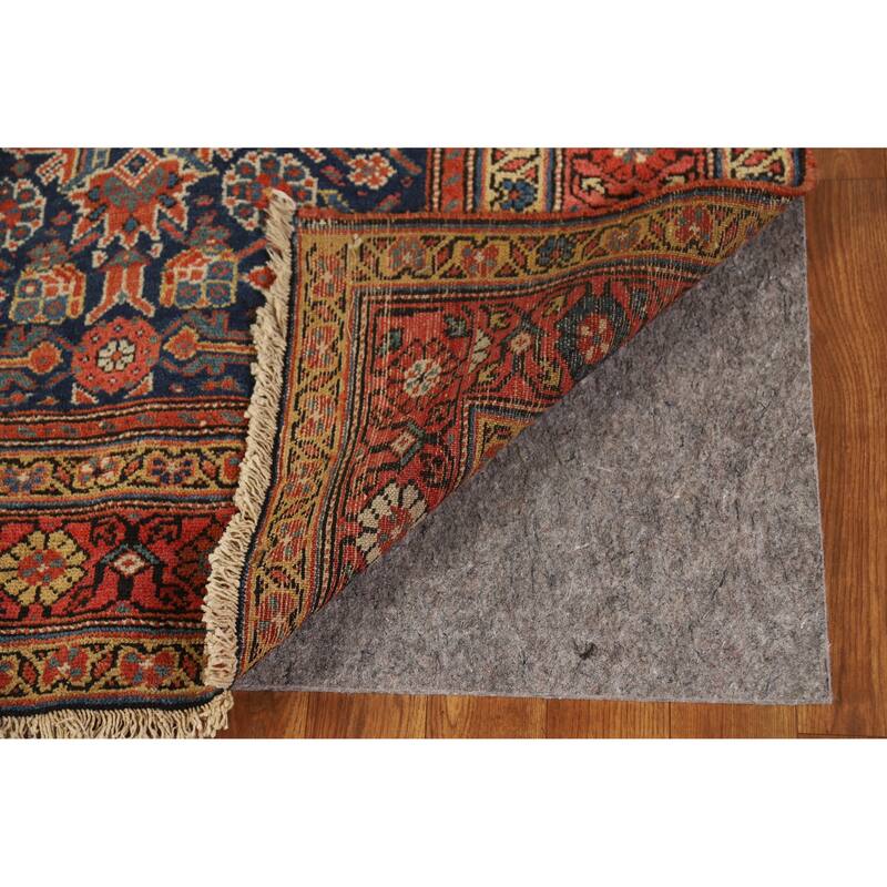 Hand Knotted Oriental 100% Wool Carpet Traditional All-Over Navy Blue & Blues Malayer Runner Rug - 16' 9'' X 3' 7''