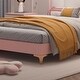 preview thumbnail 7 of 11, PU Leather Upholstered Platform Bed Frame for Kids Teens, Wooden Slats Support