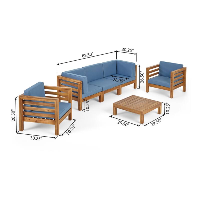 Oana Outdoor 5-seat Acacia Sofa and Club Chair Chat Set by Christopher Knight Home