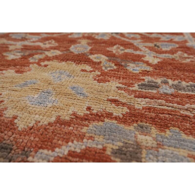 Orange Oushak Vegetable Dye Area Rug Handmade Wool Carpet - 9'3"x 11'11"