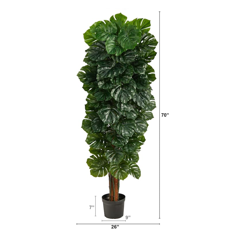 Monstera Artificial Tree 70In - Indoor Outdoor Faux Plant Home Decor - Green - 21-30 Inches