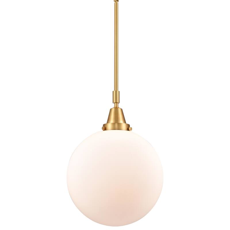 Innovations Lighting 447-1S-16-12 Beacon Pendant Beacon 12" Wide - Satin Gold / Matte White