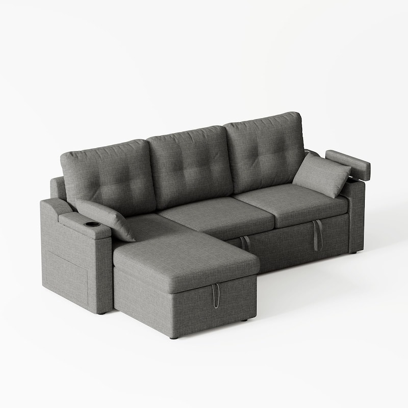 Sofa Couch, Sofa Couch with Storage, Modern L Shaped Sectional Couch with Pullout Bed