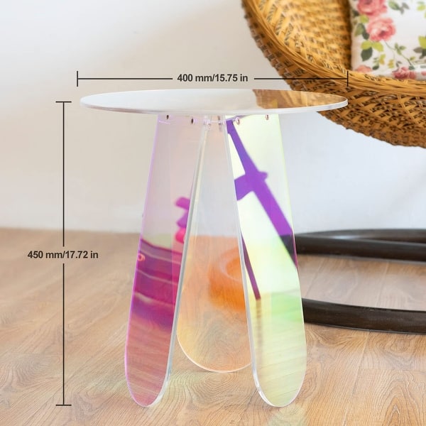 End Table, Iridescent Coffee Table Rainbow Side Table Round Bedside ...