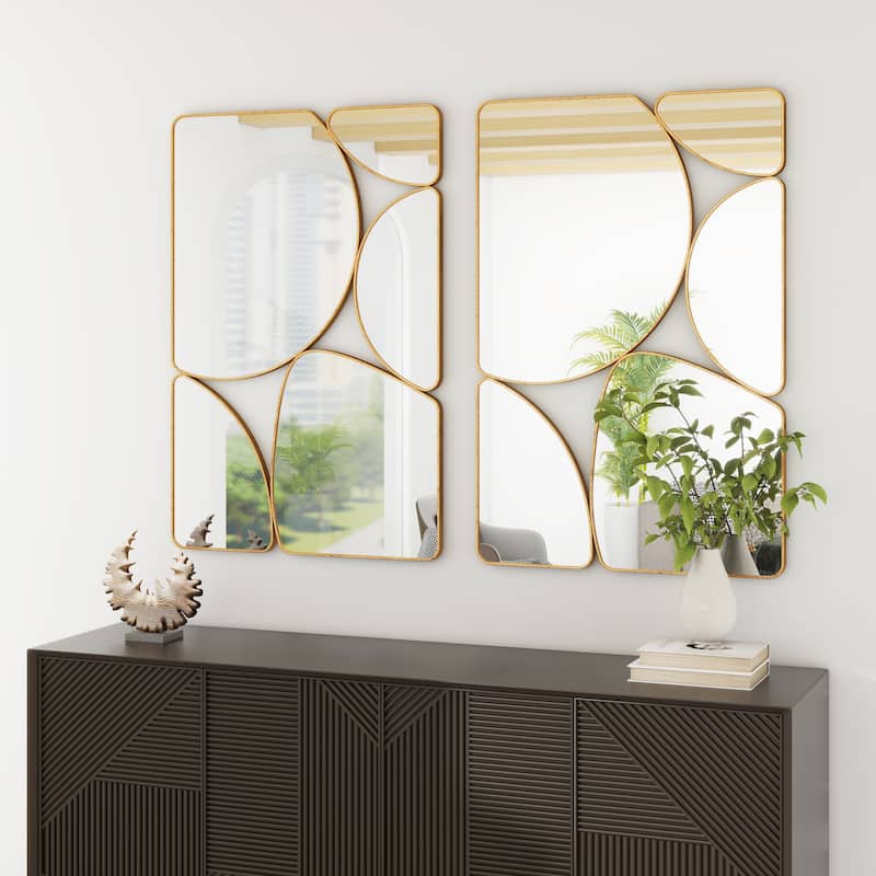 Antique Gold Wall Mirror Metal Frame Accent Mirror - 35.44"×23.63"
