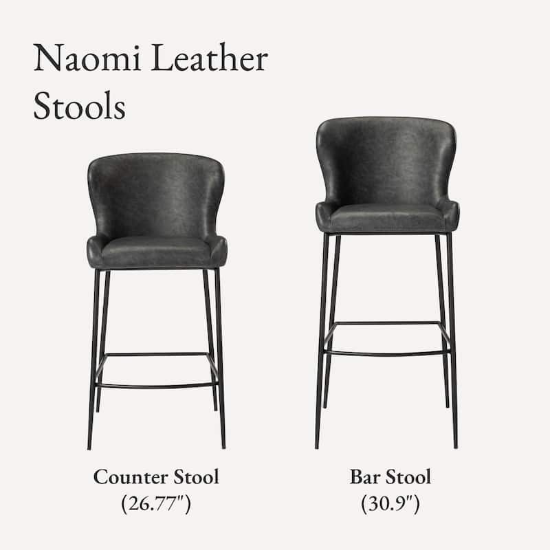 Maven Lane Naomi Metal and Vegan Leather Kitchen Dining Stool