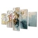 preview thumbnail 2 of 12, Designart - Gold Floral Brushstroke Abstract Painting - Flowers Canvas Wall Art Set - Oversized Traditional Wall Decor