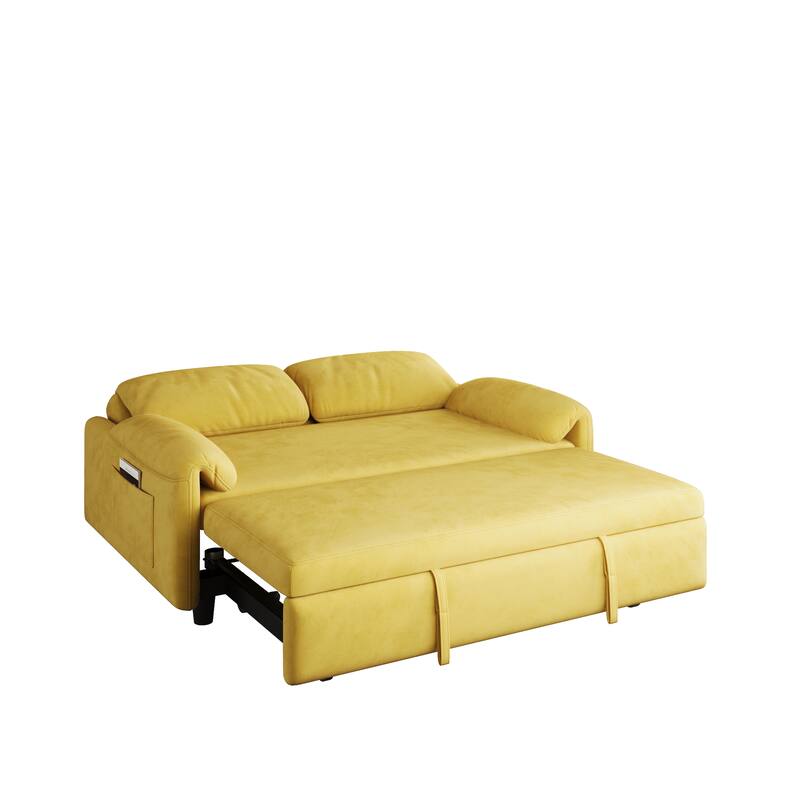 Sofa at the Forefront: 54-inch Velvet Sofa Bed for Multi-purpose Living Spaces, Featuring a Retractable Bed