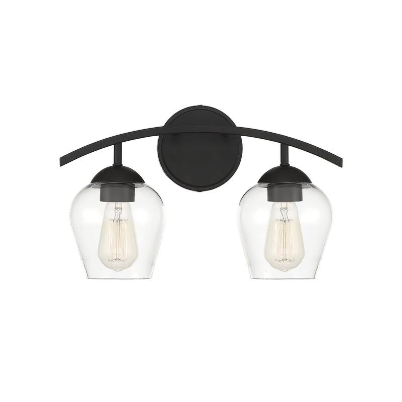 Meridian M80031 2 Light 16" Wide Bathroom Vanity Light with Clear - Matte Black
