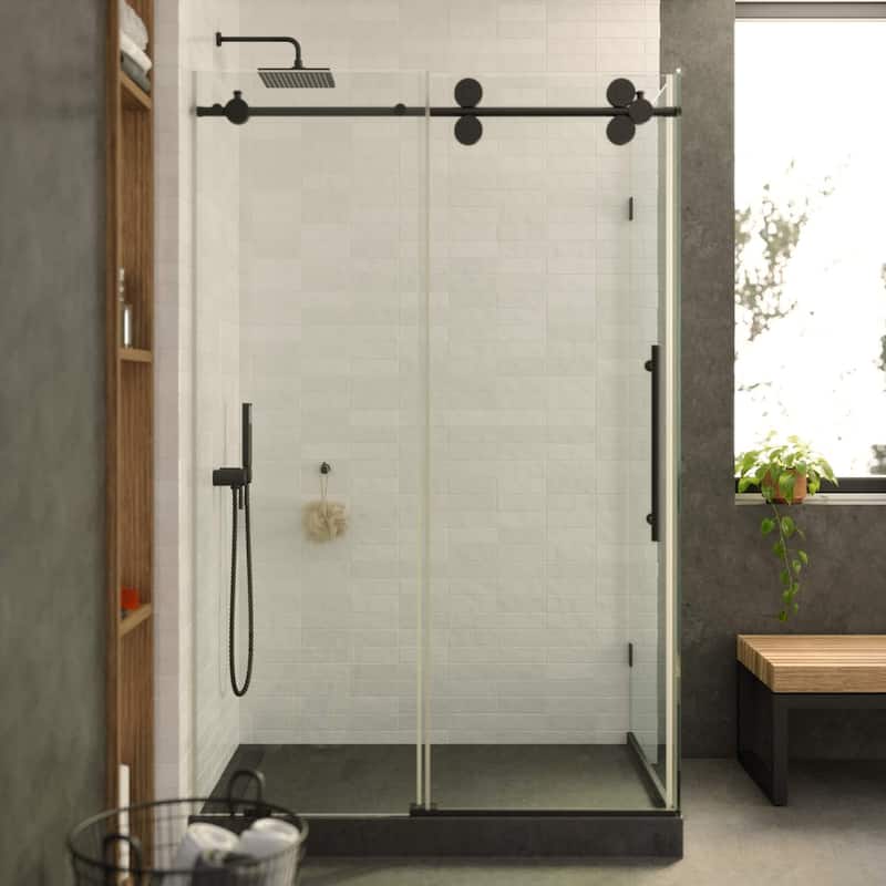 Fine Fixtures Frameless Shower Enclosure Sliding Shower Glass Door - Tempered Glass