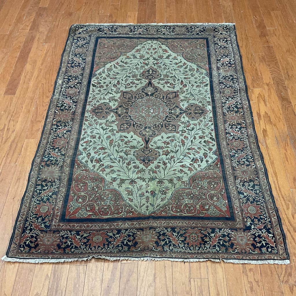 HERAT ORIENTAL Antique 1880s Farahan Wool Rug - 4'2" x 6'5"