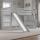 preview thumbnail 53 of 51, Twin Over Twin Low Bunk Bed with Reversible Slide and Built-In Ladder, Wooden Frame with Guardrails Gray - Twin