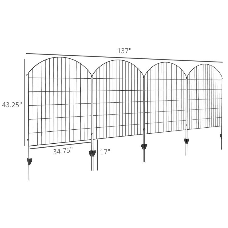 Garden Fence 4 Pack Steel Fence Panels Rust-Resistant Animal Barrier Decorative Border Flower Edging