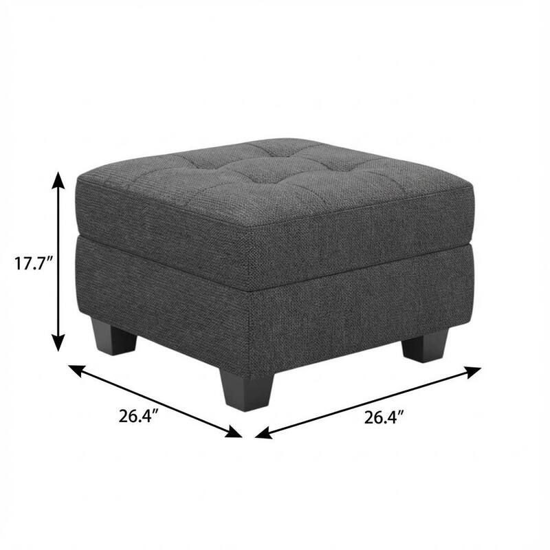HomeRoots 26" Light Gray and Black Linen Tufted Storage Ottoman