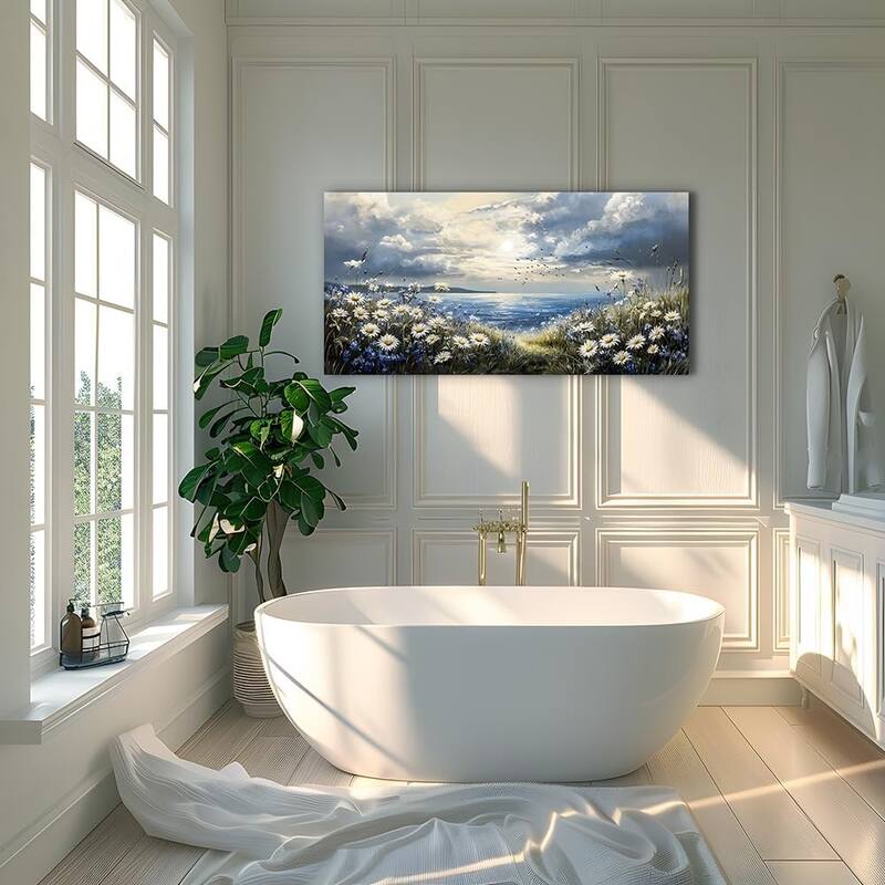 Blue Mediterranean Garden Landscape Painting