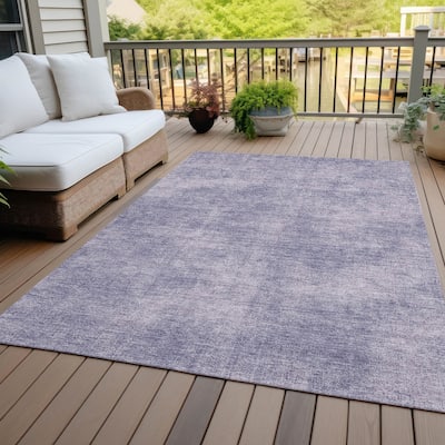 Machine Washable Indoor/ Outdoor Simple Solid Chantille Rug