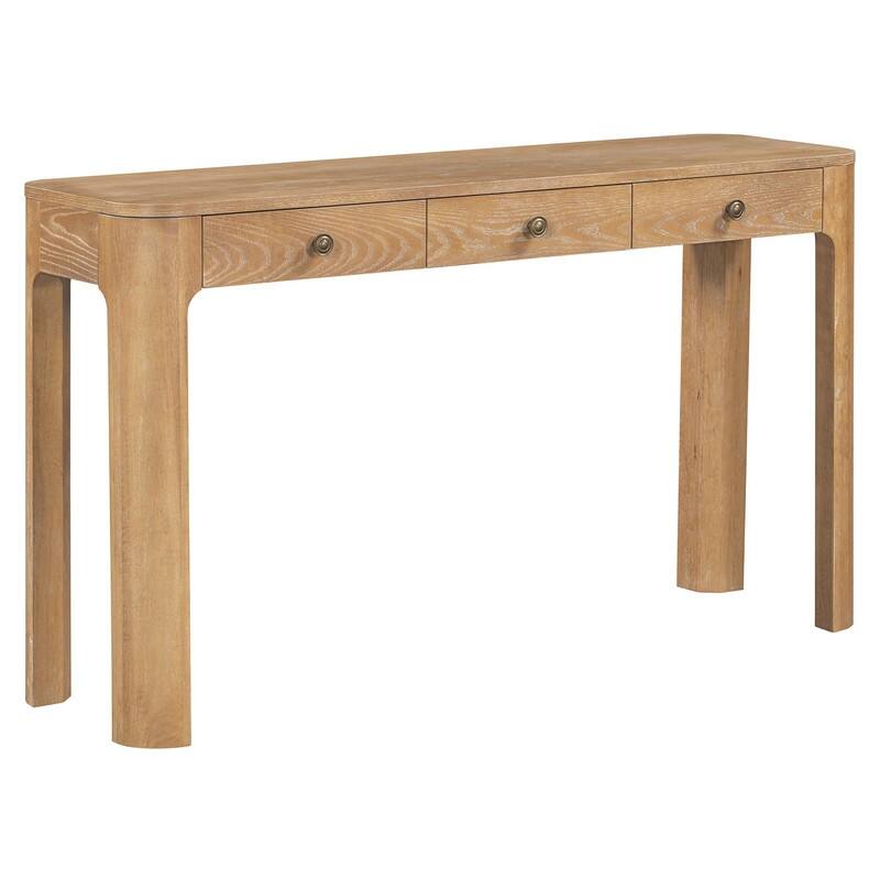 Rustic 52" Console Table with Drawers and Curved Legs for Entryway or Living Room Decor