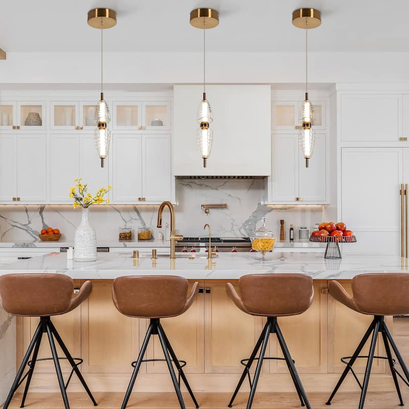 Modern Gold LED 1-Light Pendant Light for Kitchen Island Art Deco Hanging Light