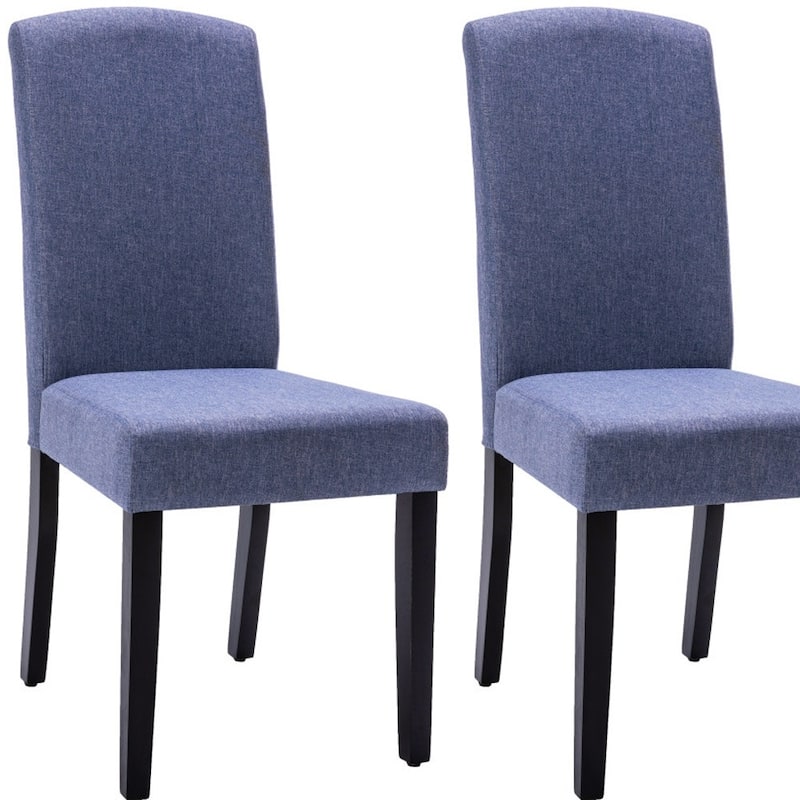 HomeRoots Set of Two Navy Blue And Black Upholstered Polyester Dining Parsons Chairs - 17.00 in. x 39.00 in. x 23.50 in.