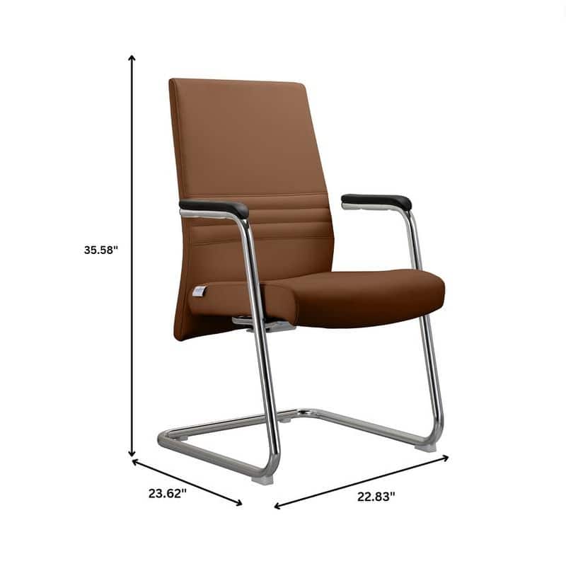Aleen Leather Office Chair with Fixed Armrests, Upholstered, High Back, Iron Frame, and Easy Assembly for Home or Work Office