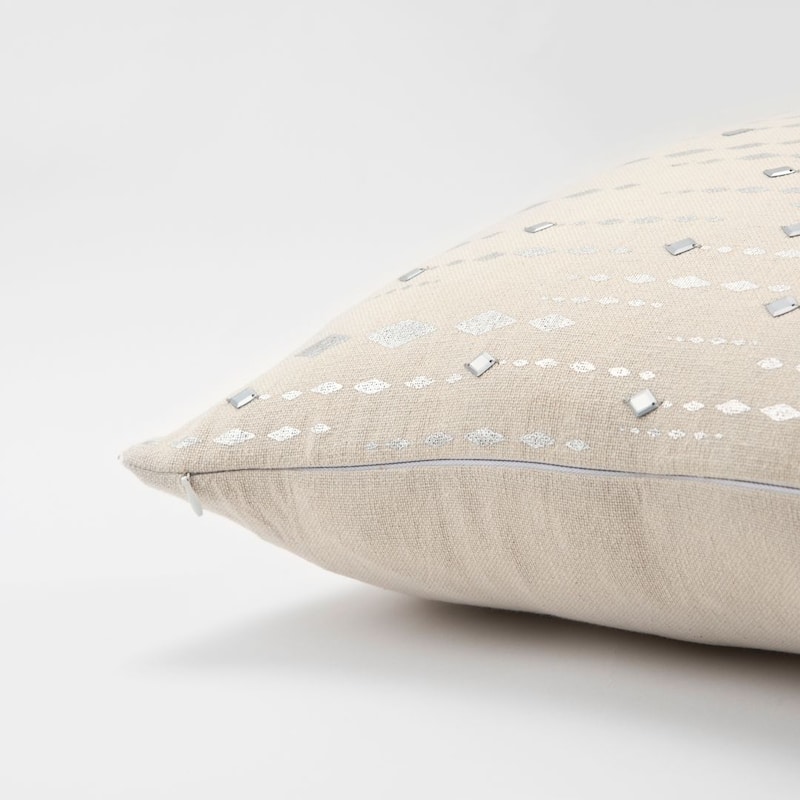 Rizzy Home Ivory and Metallic Hand crafted Striped Throw Pillow