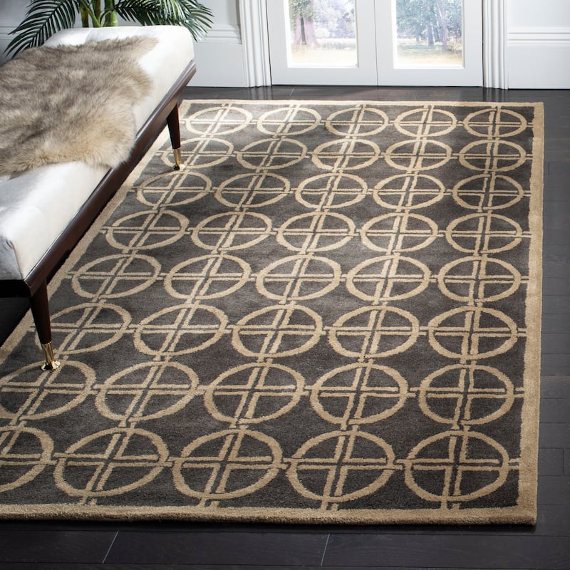 SAFAVIEH Handmade Soho Reyna Deco N.Z. Wool Rug - 7'6" x 9'6" - Brown/Gold