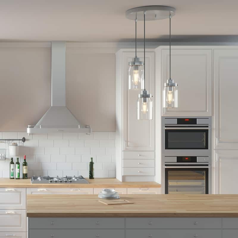 Hunter Devon Park 3-Light Round Cluster Pendant - Kitchen Island, Dining Room, Entry - Farmhouse, Rustic
