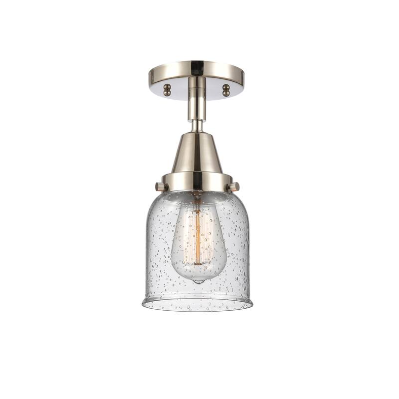 Innovations Lighting Caden Bell - 1 Light 5" Flush Mount - Polished Nickel/Seedy