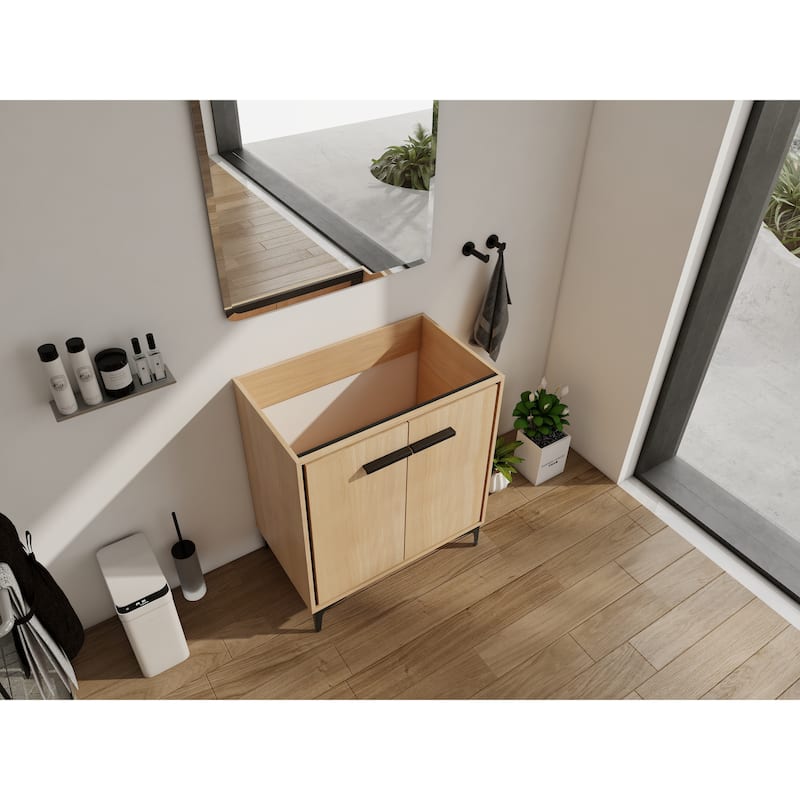 GDFStudio - Denton Modern Freestanding Bathroom Vanity Cabinet with Soft Close Doors, Metal Tripod, Sink NOT INCLUDED - 30"