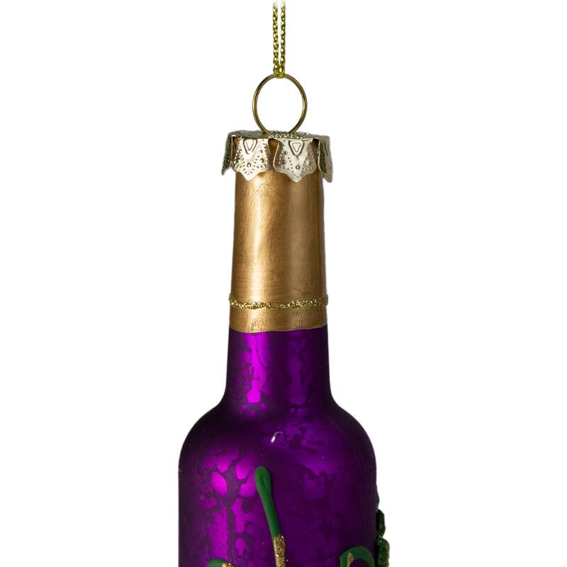 6" Purple and Gold Mercury Style Wine Bottle Glass Christmas Ornament