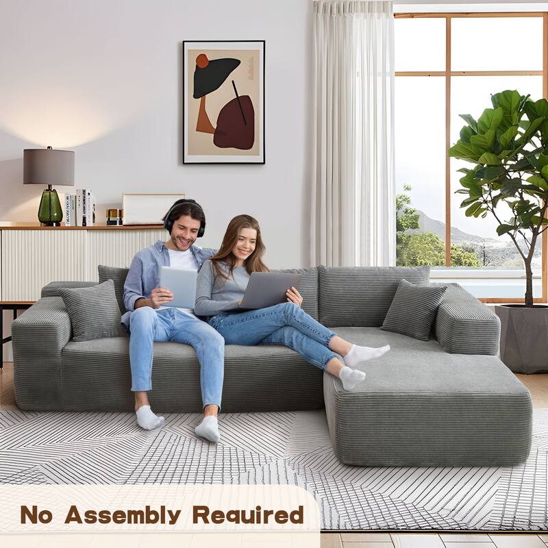 OVIOS Pit Stripes No Assembly Required Chaise Sofa