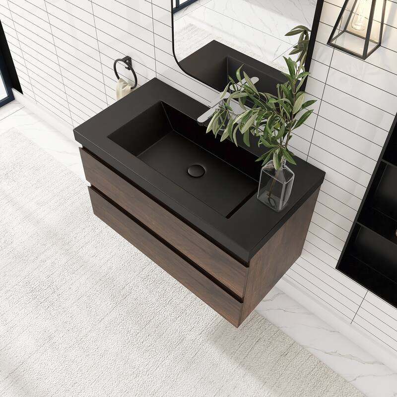 Floating Bathroom Vanity with Quartz Sand Top