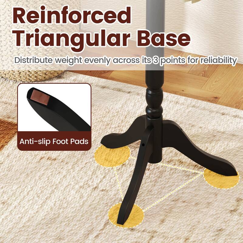 Costway Solid Rubber Wood Coat Rack with 3 Adjustable Heights and 11 - See Details