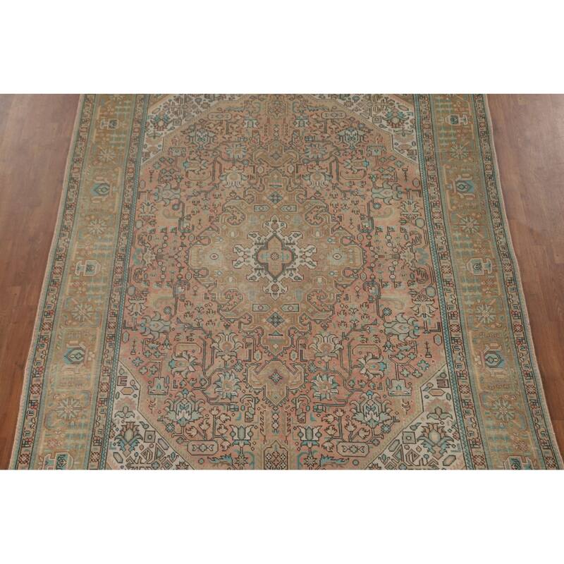 Distressed Tabriz Persian Vintage Rug Bedroom Handmade Wool Carpet - 6'10" x 9'8"