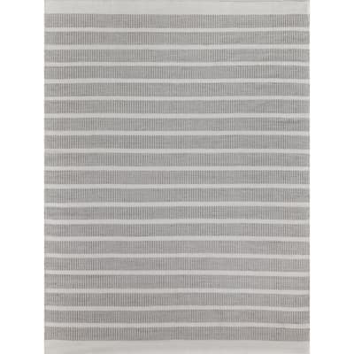 EXQUISITE RUGS Boca Indoor/Outdoor Flatweave PET yarn Ivory/Grey Area Rug.
