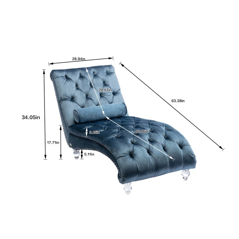 Velvet Tufted Chaise Lounge Accent Living Room Chair