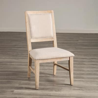 Furniture of America Eira Distressed Natural Wood Padded Dining Chairs (Set of 2)