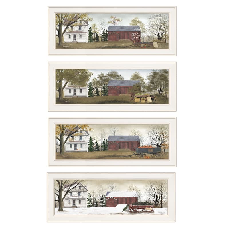 TrendyDecor4U Farmhouse "Season's Collection" 4-Piece Vignette by Billy Jacobs - White