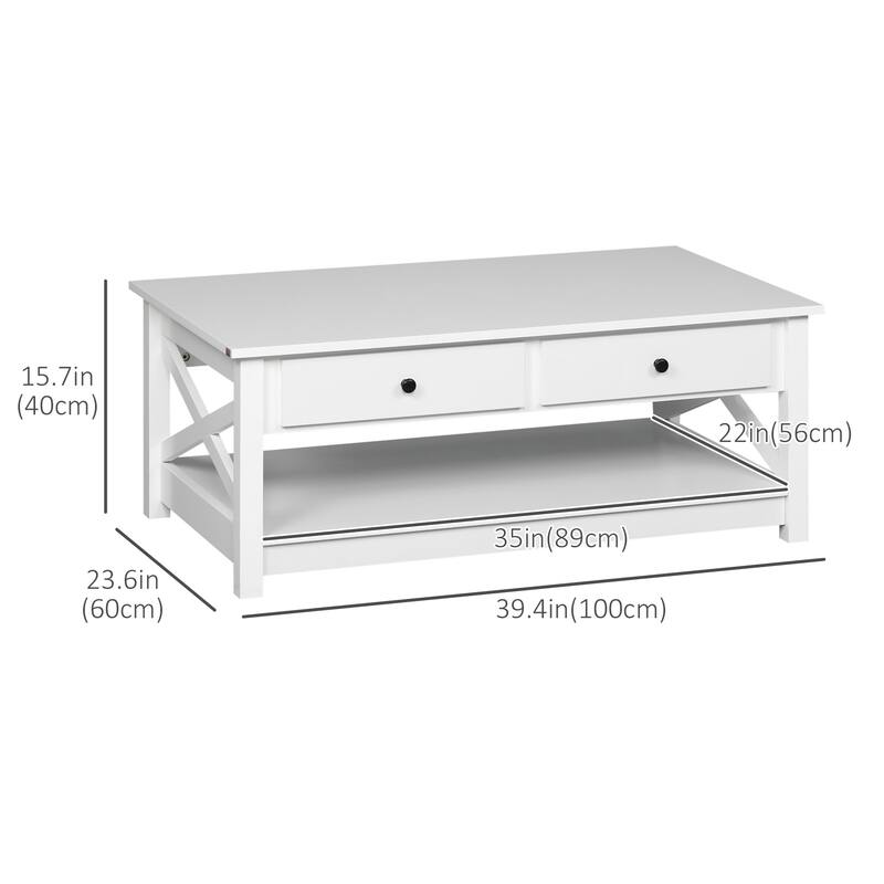 Coffee Table with Storage Drawers and Open Shelf