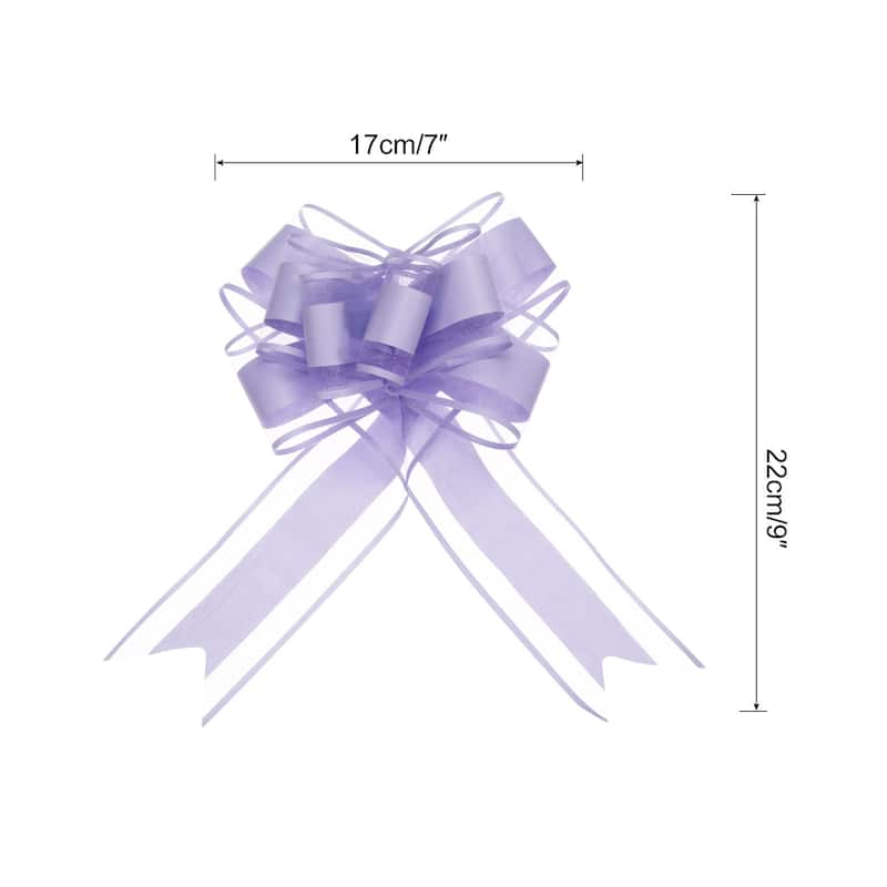 10pcs 9" Large Pull Bow Gift Wrapping Big Organza Bows Ribbon - Purple - 9 Inch