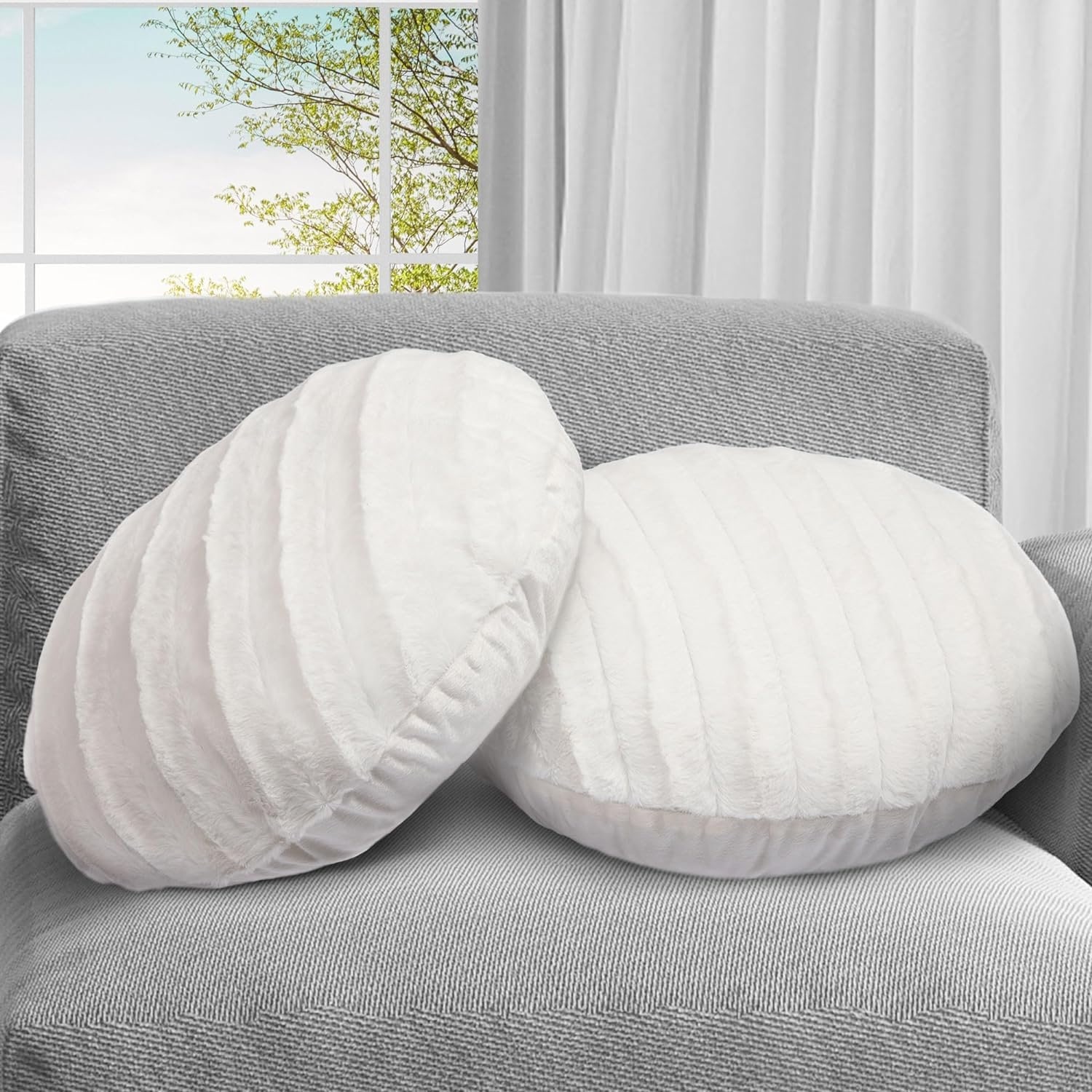 Round white pillows online