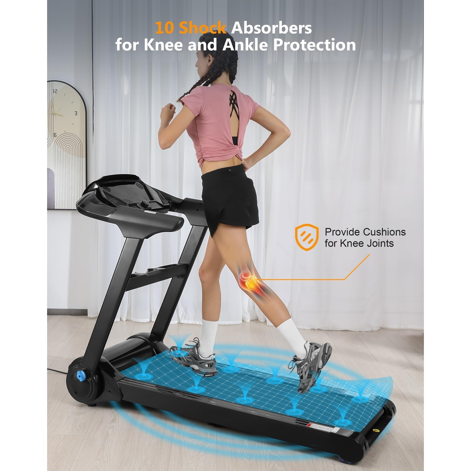 Folding Treadmill 1.5HP Foldable Treadmill with 12 Modes, Compact Mini  Treadmill for Home Office, Space Saving Small Treadmill with Large Running