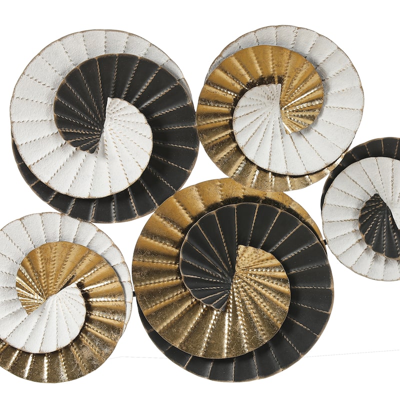 Distressed Black, Gold, and White Swirl Abstract Metal Wall Decor