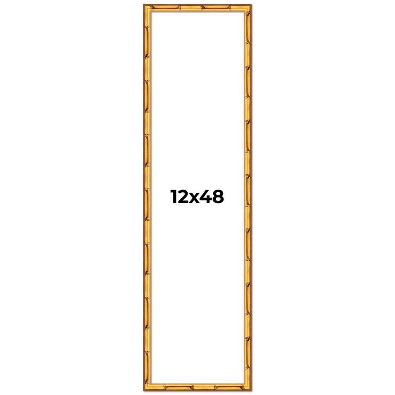 12x48 Frame Gold Bamboo Picture Frame Modern Photo Frame Includes UV Acrylic Shatter Guard Front Acid Free Foam Backing Board