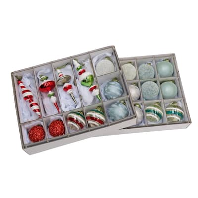National Tree Company 11 in. HGTV Home Collection Nostalgic Traditions Ornaments, Multi-Colored, Set of 24 - 11 in